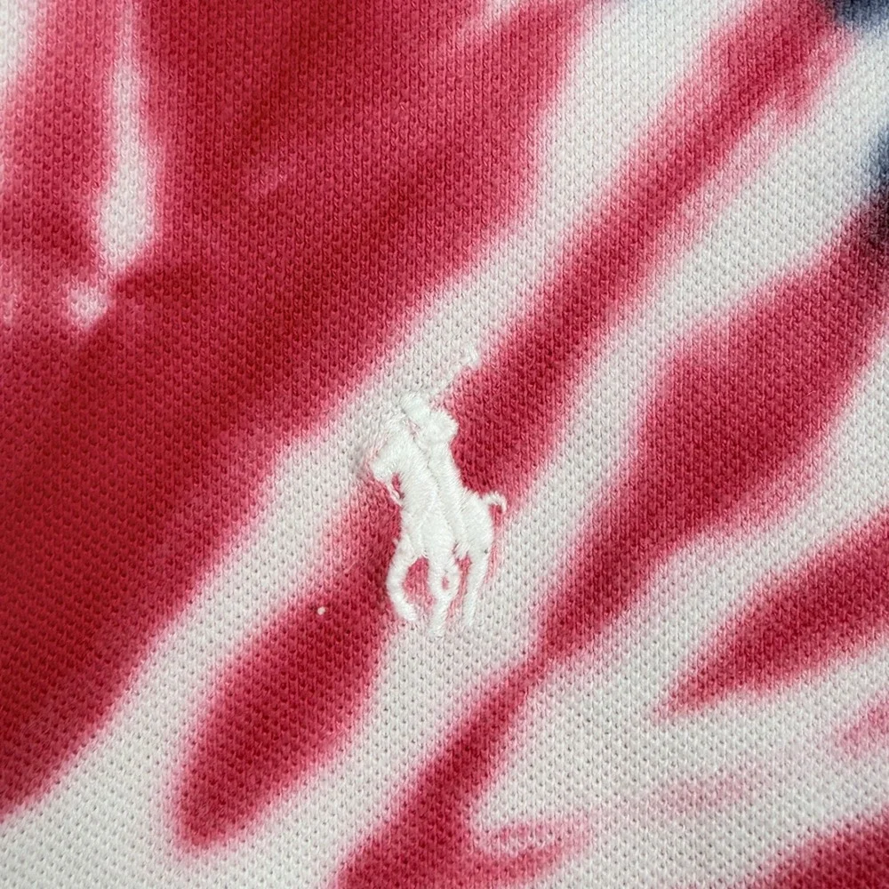 Polo Ralph Lauren Slim Fit Custom Tie Dye Spiral Polo Shirt Red White Blue  M